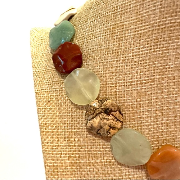 Multi Gemstone Genuine Necklace- orange, tans, browns, greens w/ .925 clasp - Picture 4 of 8